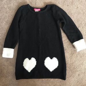U-knit black white heart sweater dress 5t